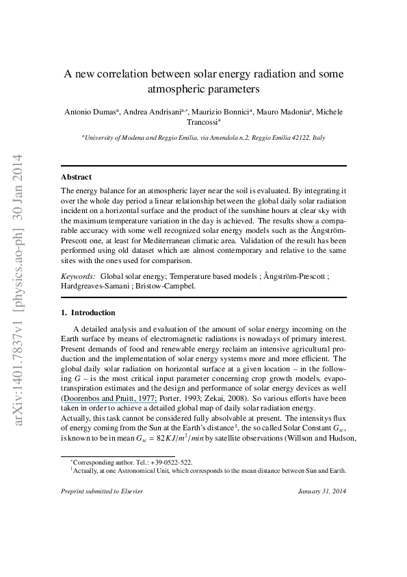 (PDF) A new correlation between solar energy radiation and some ...