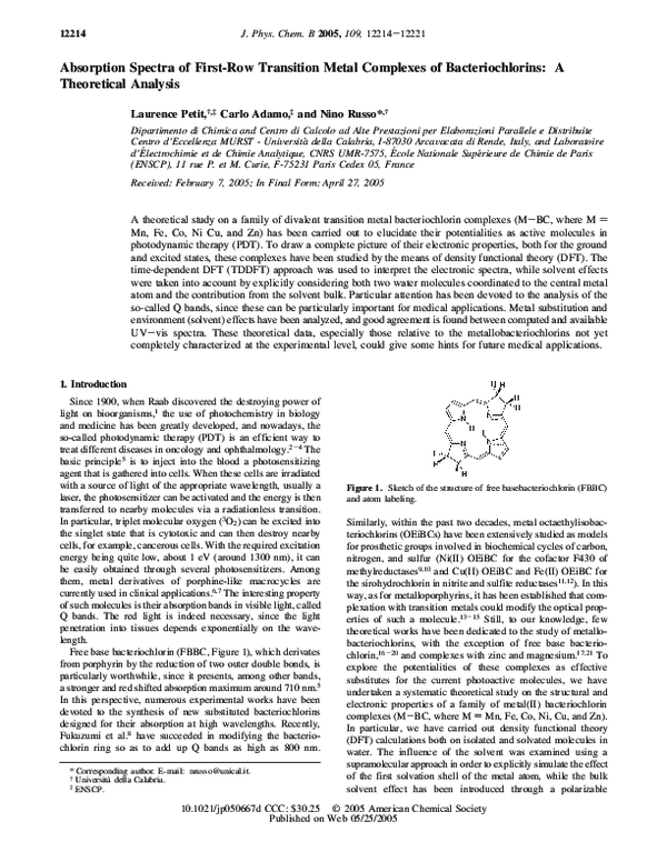 (PDF) Absorption spectra of first-row transition metal complexes of ...