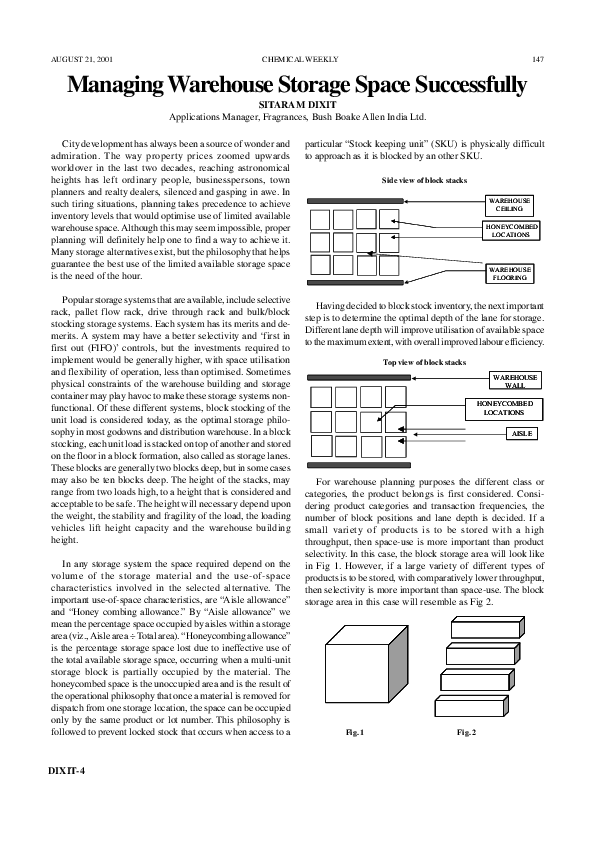 (PDF) Managing Warehouse Storage Space Successfully