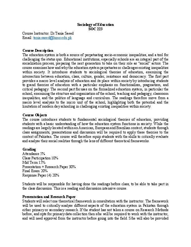 Sociology course outline image