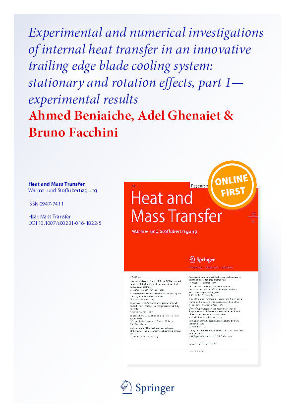 (PDF) Experimental and numerical investigations of internal heat ...