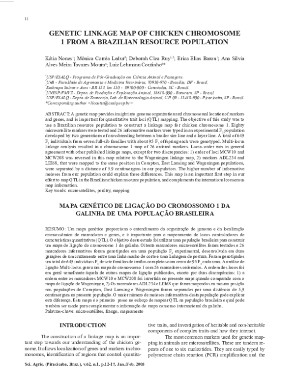 (PDF) Genetic linkage map of chicken chromosome 1 from a Brazilian ...