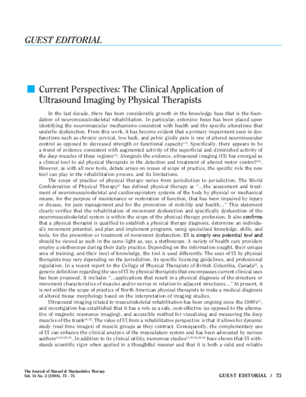 (PDF) Current Perspectives: The Clinical Application of Ultrasound ...