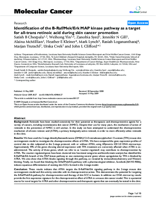 (PDF) Identification of the B-Raf/Mek/Erk MAP kinase pathway as a ...