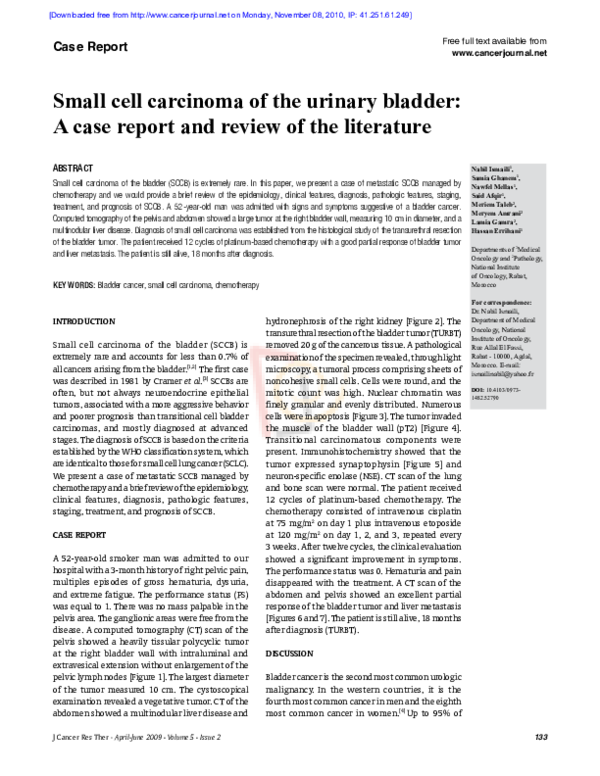 (PDF) Small cell carcinoma of the urinary bladder: A case report and ...