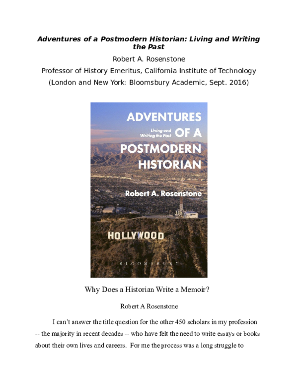 (DOC) Adventures of a Postmodern Historian: Living and Writing the Past