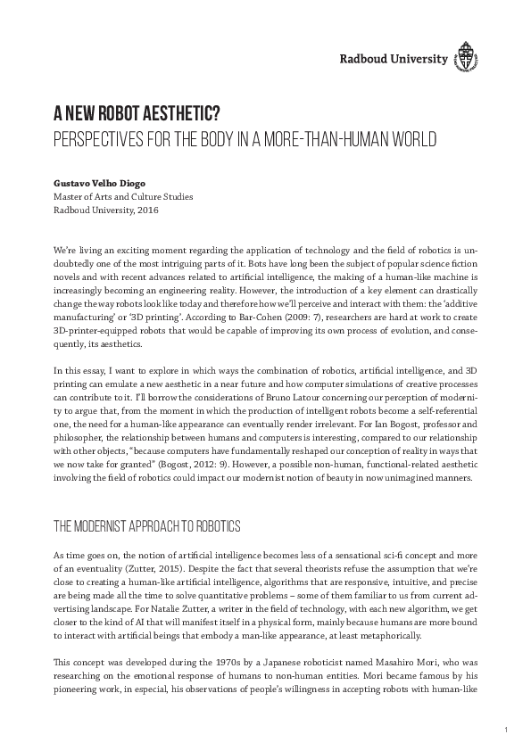 (PDF) A New Robot Aesthetic? Or the Perspectives for the Body in a More ...