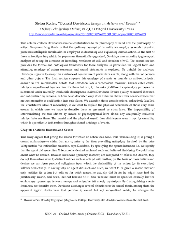 PDF) Davidson on Actions and Events
