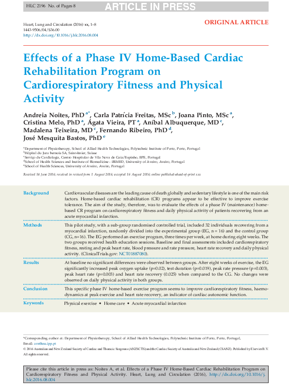 (PDF) Effects of a Phase IV Home-Based Cardiac Rehabilitation Program ...