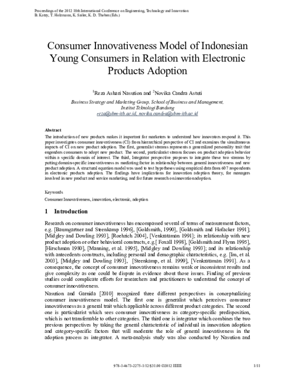 (PDF) Consumer innovativeness model of Indonesian young consumers in ...