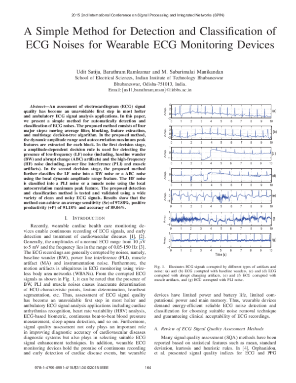 (PDF) A simple method for detection and classification of ECG noises ...