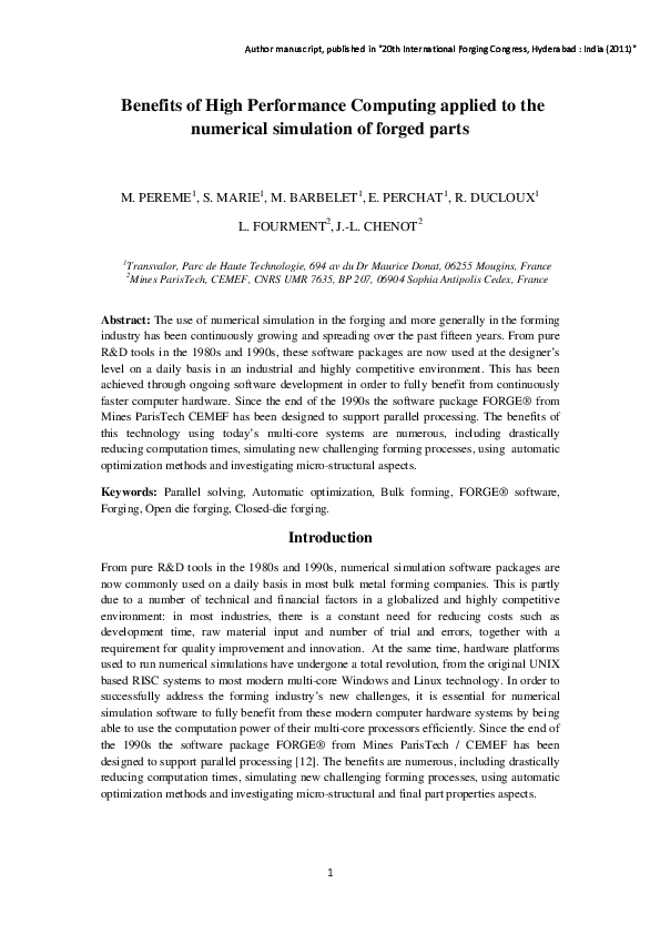 (PDF) Benefits of High Performance Computing applied to the numerical ...