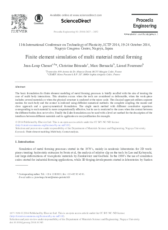 (PDF) Finite Element Simulation of Multi Material Metal Forming