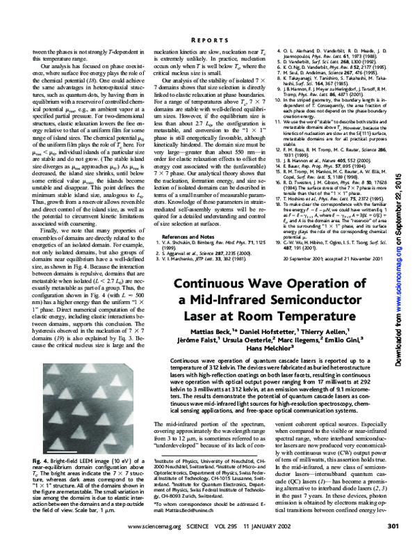 (PDF) Continuous wave operation of a mid-infrared semiconductor laser ...