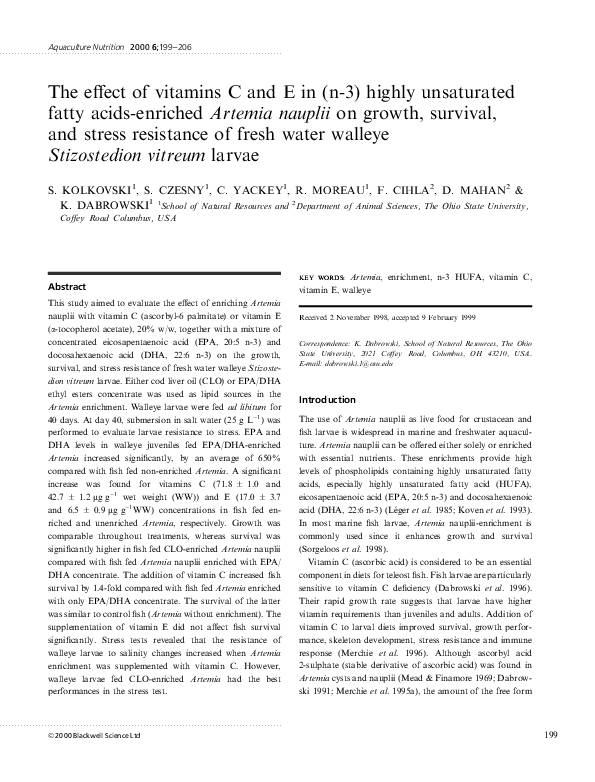 (PDF) The effect of vitamins C and E in (n3) highly unsaturated fatty