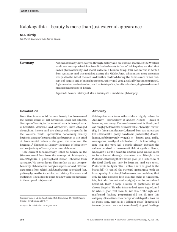 (PDF) What is Beauty? Kalokagathia beauty is more than just external