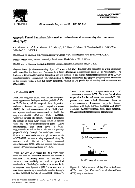 (PDF) tunnel junctions fabricated at tenthmicron dimensions