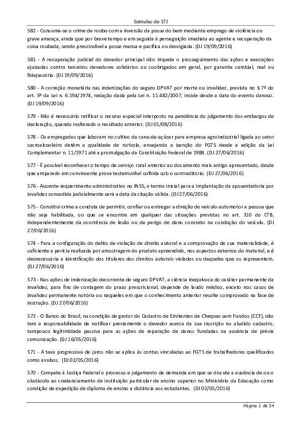 Pdf Sumulas Do Stj