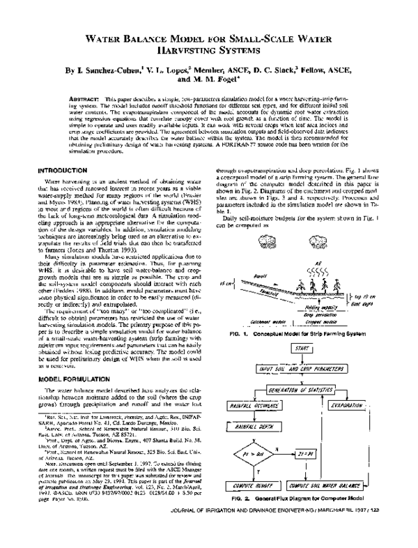 (PDF) Water Balance Model for Small-Scale Water Harvesting Systems