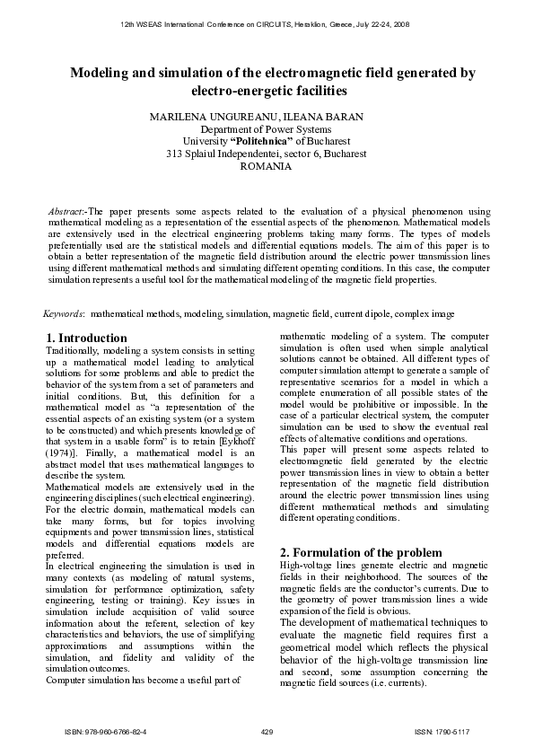 (PDF) Modeling and simulation of the electromagnetic field generated by ...