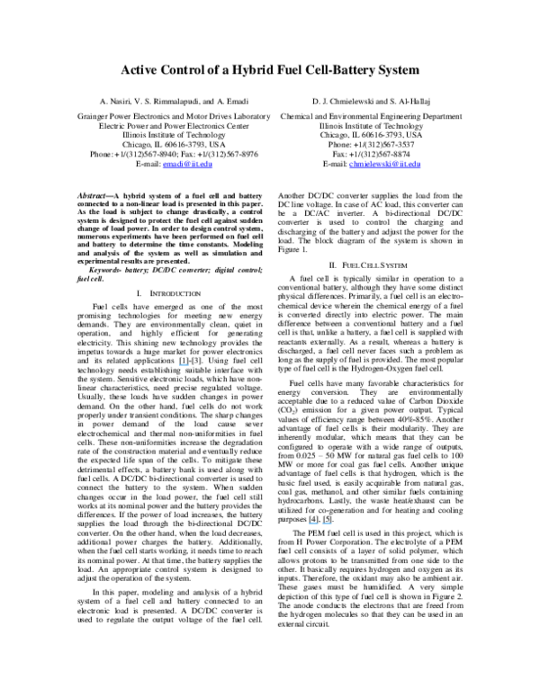 (PDF) Active control of a hybrid fuel cell-battery system