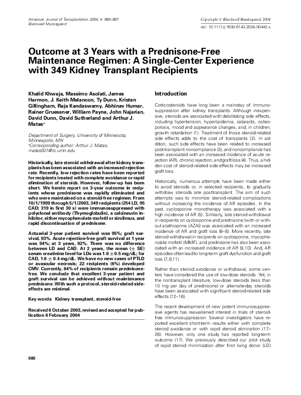 (PDF) at 3 Years with a PrednisoneFree Maintenance Regimen A