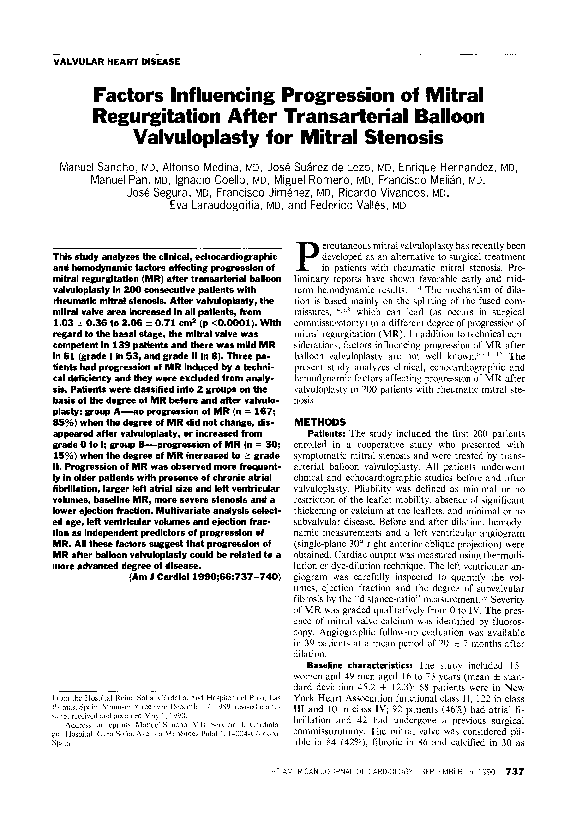 (PDF) Factors influencing progression of mitral regurgitation after ...