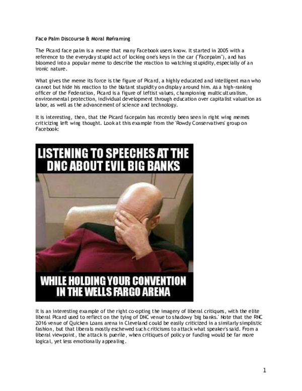 (DOC) Face Palm Discourse & Moral Reframing Theodore Bonnah