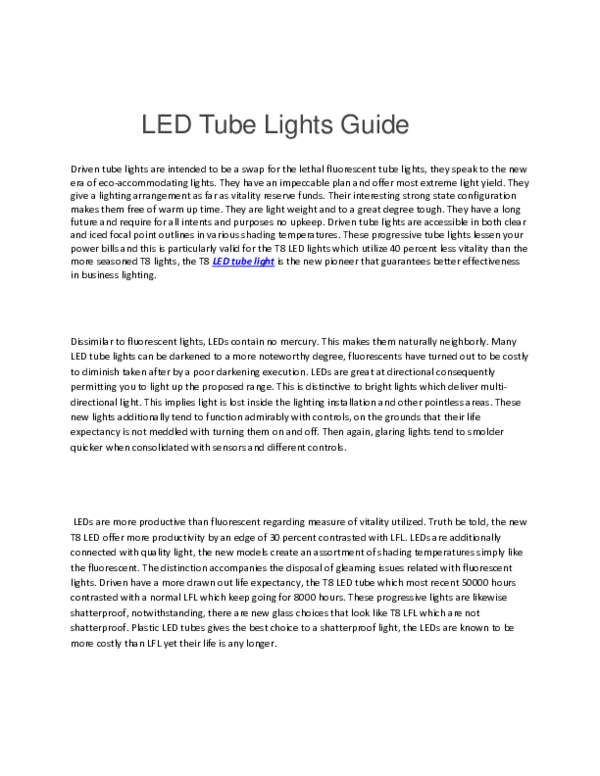 (PDF) LED Tube Lights Guide LED TubeLights Academia.edu