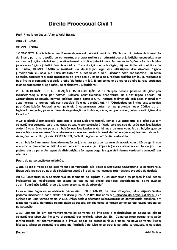 (PDF) Direito Processual Civil 1