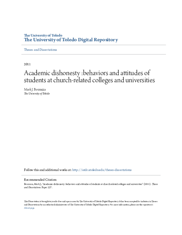 (PDF) Academic dishonesty :behaviors and attitudes of students at ...