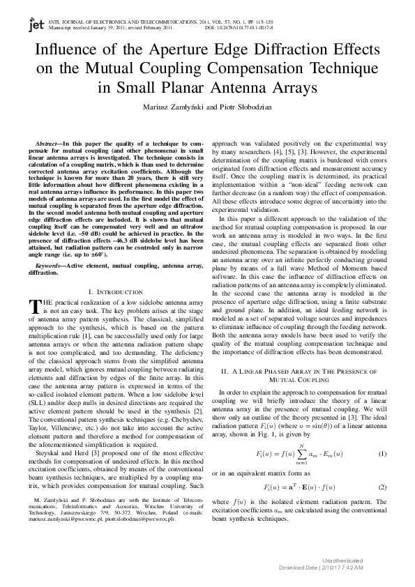 (PDF) Influence of the Aperture Edge Diffraction Effects on the Mutual ...