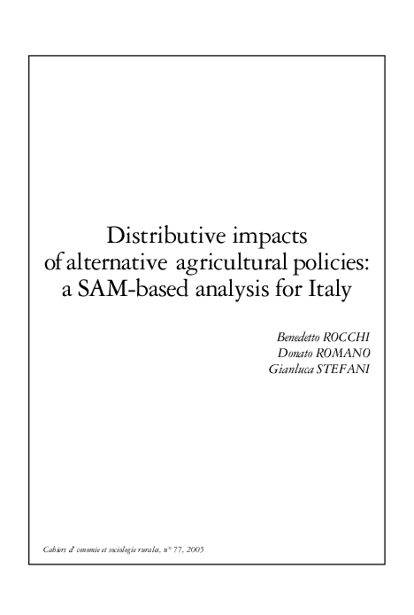 (PDF) Distributive impacts ofalternative agricultural policies: a SAM ...