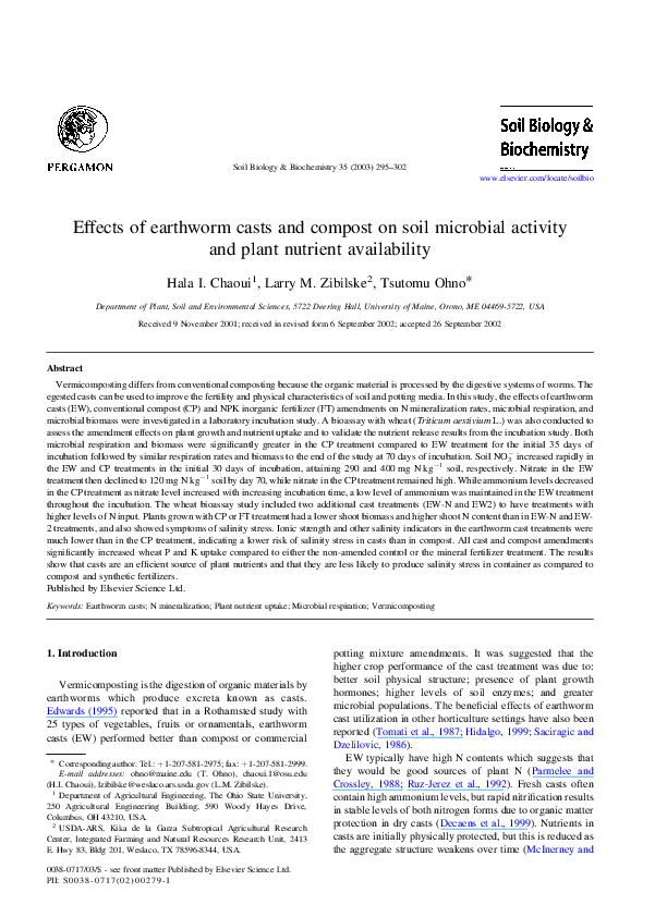 (PDF) Effects of earthworm casts and compost on soil microbial activity ...