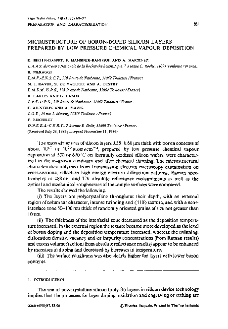 (PDF) Microstructure of boron-doped silicon layers prepared by low ...