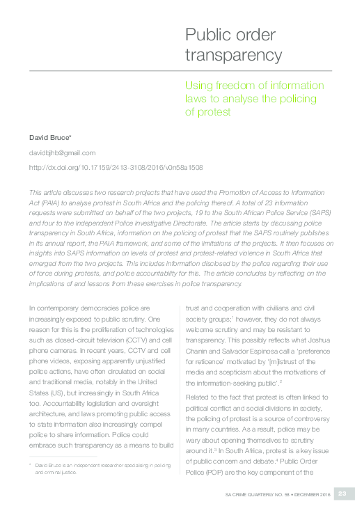 (PDF) Public order transparency Using freedom of information laws to ...