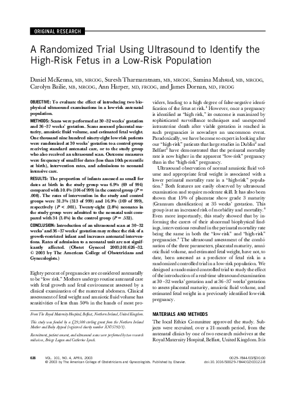 (PDF) A randomized trial using ultrasound to identify the High-Risk ...