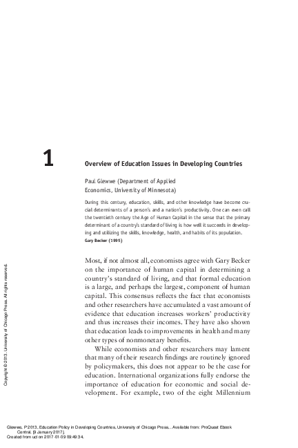 (PDF) Overview of Education Issues in Developing Countries