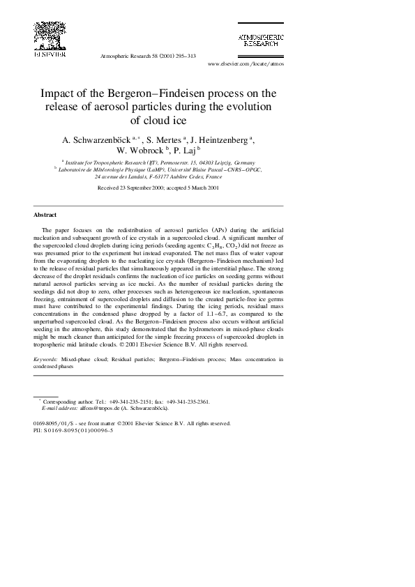 (PDF) Impact of the BergeronFindeisen process on the release of