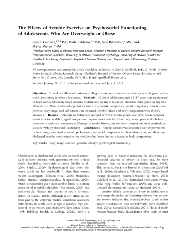 (PDF) The Effects of Aerobic Exercise on Psychosocial Functioning of ...