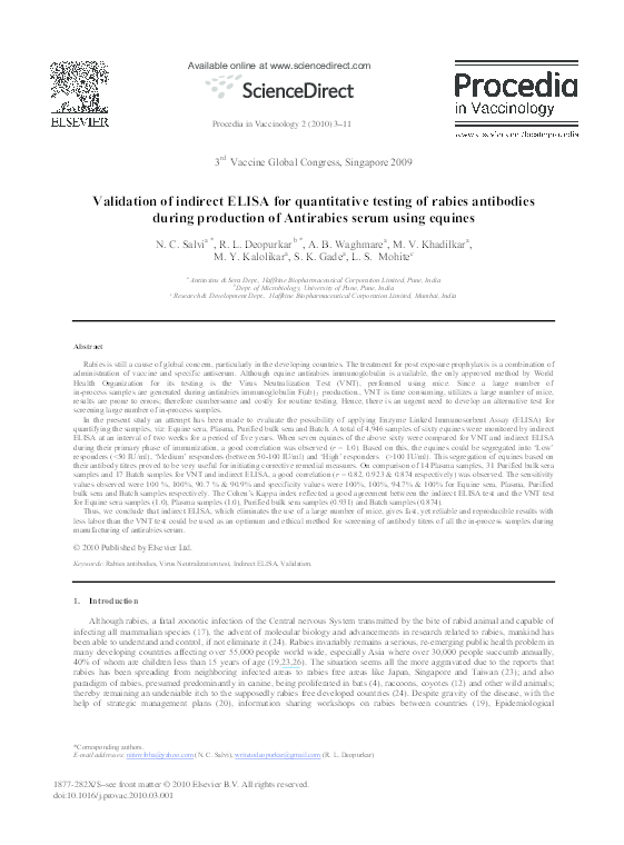 (PDF) Validation of Indirect ELISA for Quantitative Testing of Rabies ...