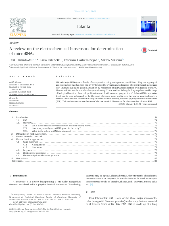 (PDF) A review on the electrochemical biosensors for determination of ...