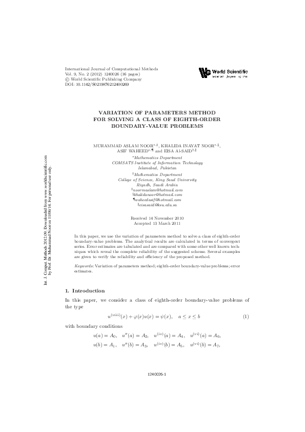 (PDF) Variation of Parameters Method for Solving a Class of Eighth ...