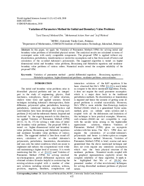 Variation Of Parameters Method