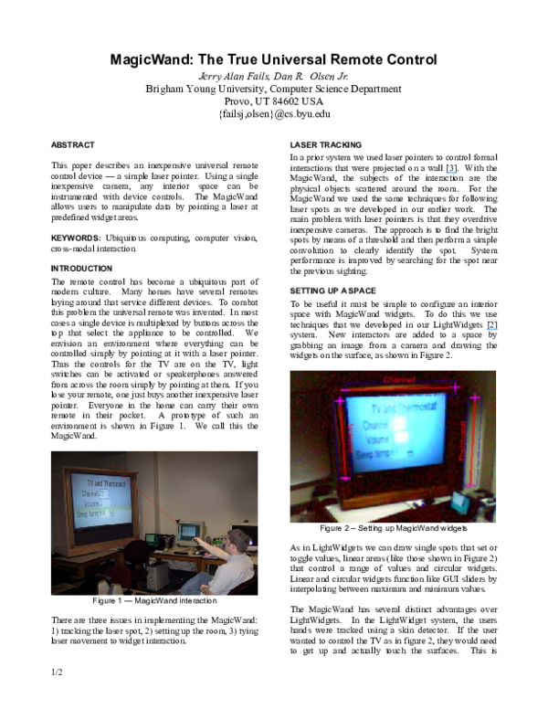 (PDF) Magic Wand: The True Universal Remote Control | Jerry Fails ...