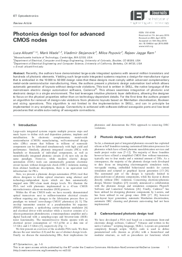 (PDF) A photonics design tool for advanced CMOS nodes