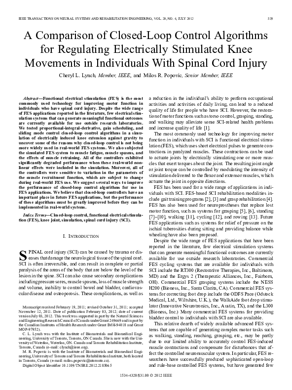 (PDF) A Comparison of Closed-Loop Control Algorithms for Regulating ...