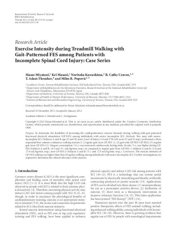 (PDF) Exercise Intensity during Treadmill Walking with Gait-Patterned ...