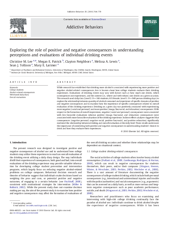 (PDF) Exploring the role of positive and negative consequences in ...