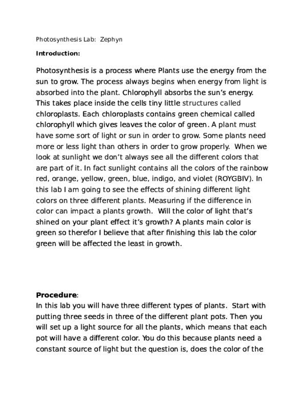 (DOC) Photosynthesis Lab Zephyn BrockertKress Academia.edu